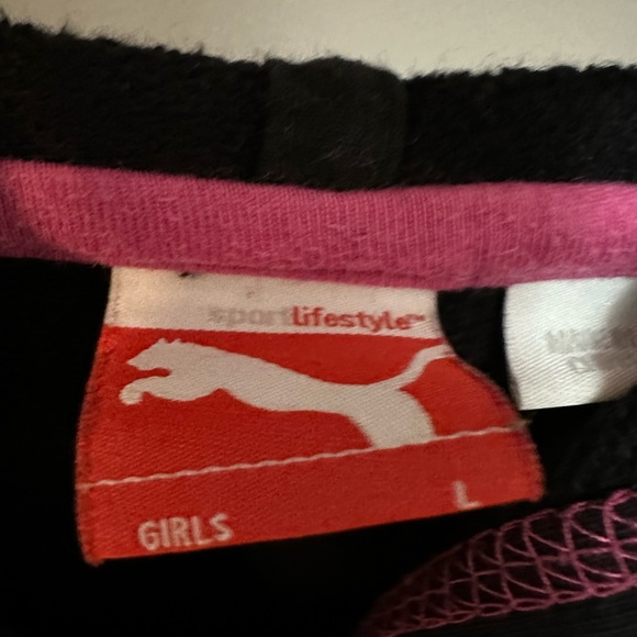 PUMA | Girls Black & Pink Full Zip Hoodie - Picture 3 of 4